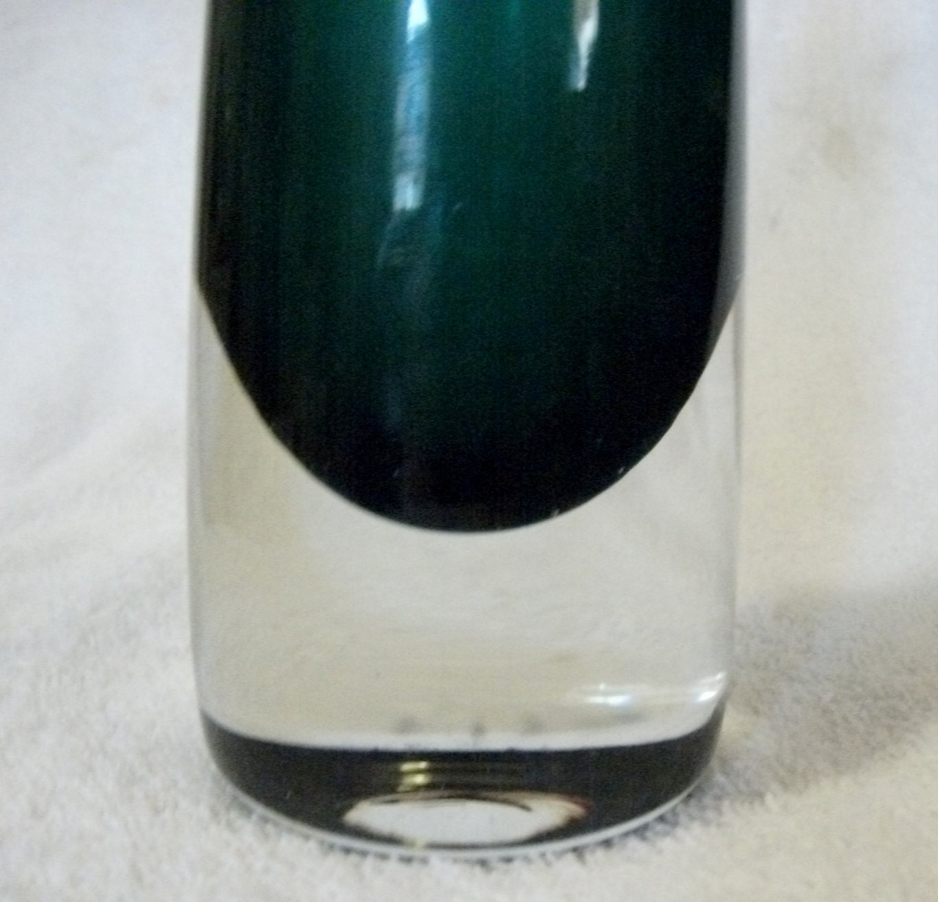 Vintage Hand Blown Art Glass Vase Deep Teal Color possibly Whitefriars Only 12 USD