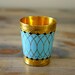 Small Eggshell Blue Enameled Brass Cup