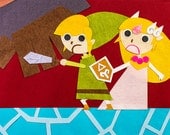 The Legend of Zelda - Phantom Hourglass 7x5 Print of Papercut Scene of Link and Zelda in battle