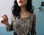 Vtg 60s 70s DVF Dress / Diane Von Furstenberg / Marbled Ink Pattern
