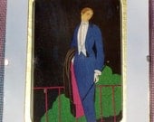 ART NOUVEAU FASHION Men's Evening Outfit 1913 Drawn by Charles Martin Authentic Post Card Professionally Framed in Glass with Double Matt