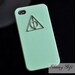 Deathly Hallows Mint Green Iphone Case, Iphone 4 case, Iphone 4S case, Light Green case cover for Iphone 4, 4s, 4g