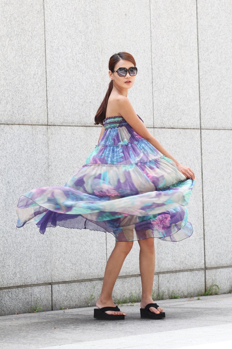 ON SALE Flower Chiffon Skirt Print Chiffon Long Maxi Skirt Chiffon Dress - NC394
