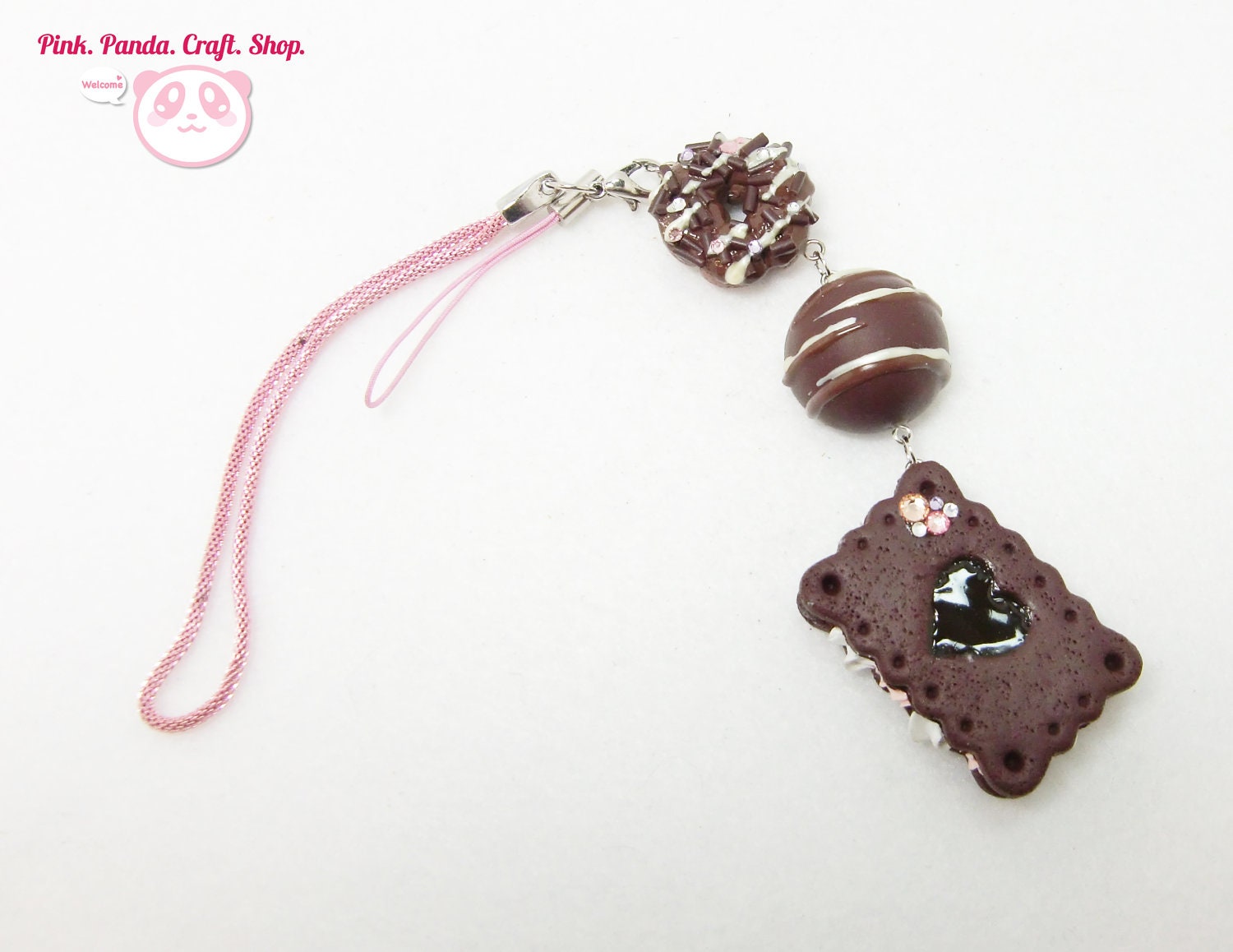 Polymer clay chocolate lover phone charm / keychain