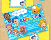 NEW Bubble Guppies Party Invitation 5x7" with Address Labels, Includes Envelope Templates - DIGITAL files only - PERSONALIZED Print yourself