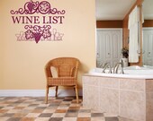 Cocktail Wine List Glass Bar Sign Banner Kitchen Living Room Home Decor Picture Art Graphic Design Mural Vinyl Wall Decal 20X20 Color597