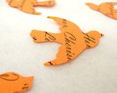Personalized Paper Confetti // Vintage Wedding Custom Bird Confetti Orange