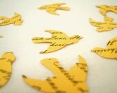 Personalized Paper Confetti // Vintage Wedding Custom Bird Confetti Yellow