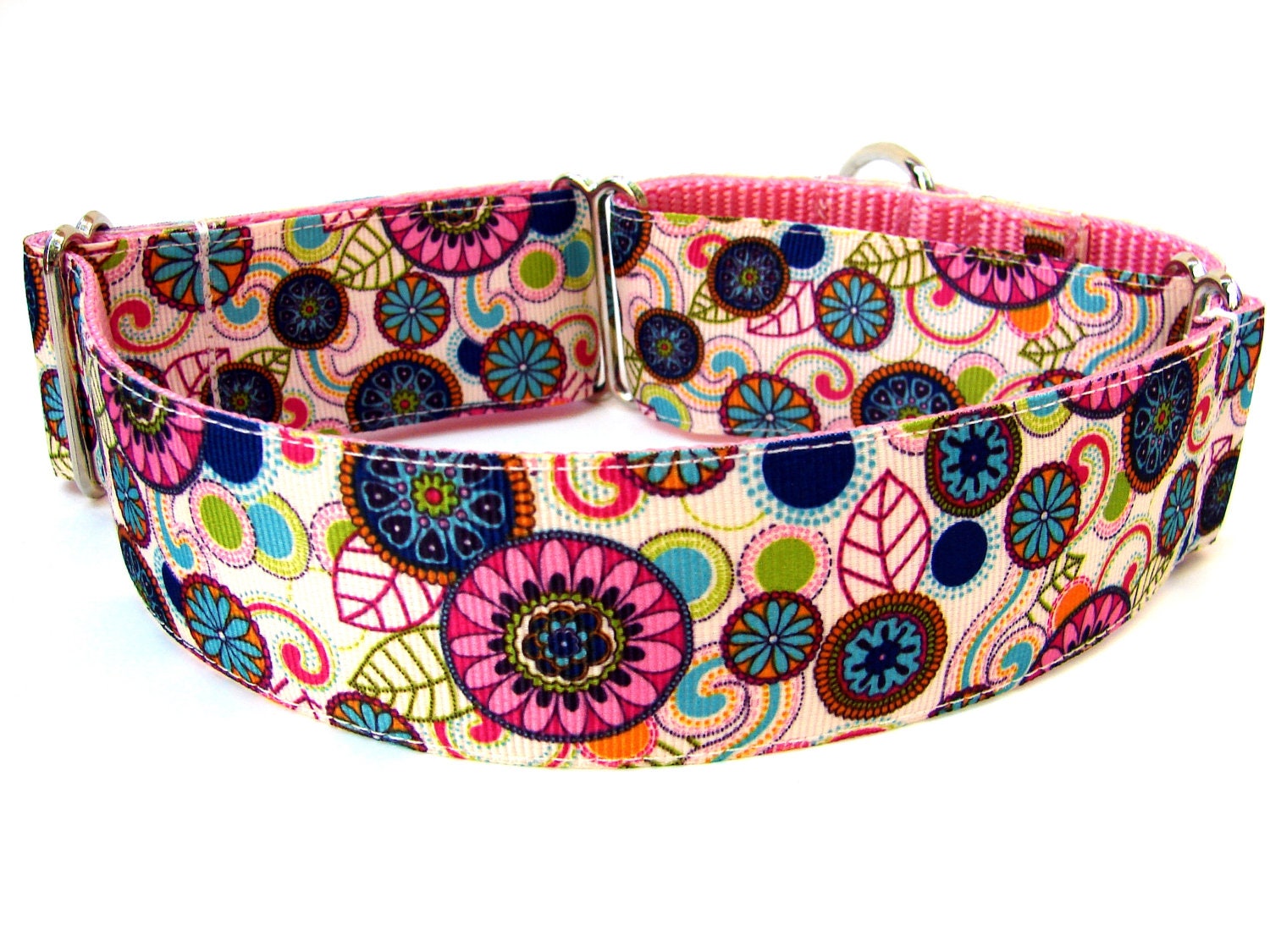 Modern Dog Collar Martingale Collar 1.5" Modern Flowers