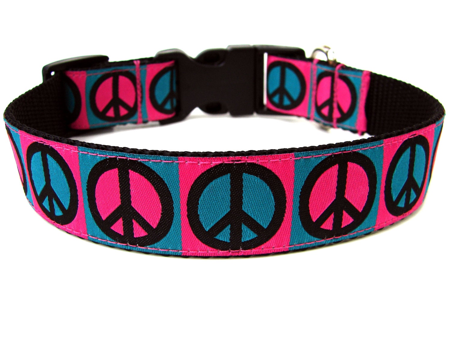 Pink Peace Dog Collar Colorful Dog Collar