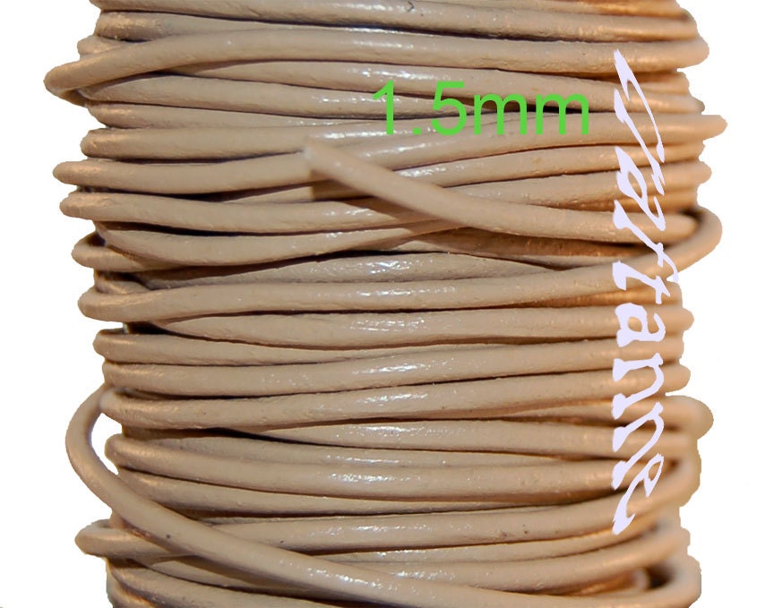 1.5mm Sand Premium Round Leather Cord Cording in Warm Taupe Nude Pale Peach Shade, 6 Feet and Free Shipping ... BUY 3, GET 1 FREE Promo