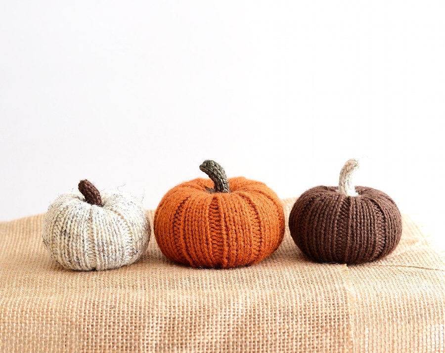 Three Little Pumpkins: Hand Knit Decorations - LunaCabCo