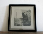 Vintage Black and White Photograph of a Goat