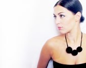 Black felt bead necklace. Felt accessories and jewellery. Fashion. Gift under 40. Mother's Day