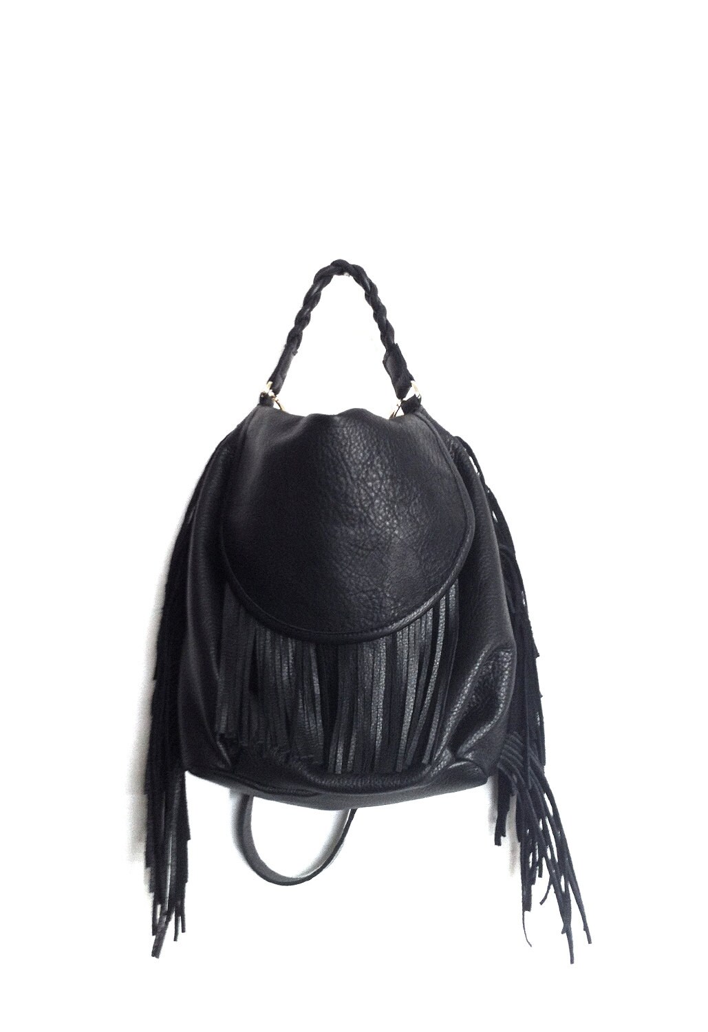 black fringe bag