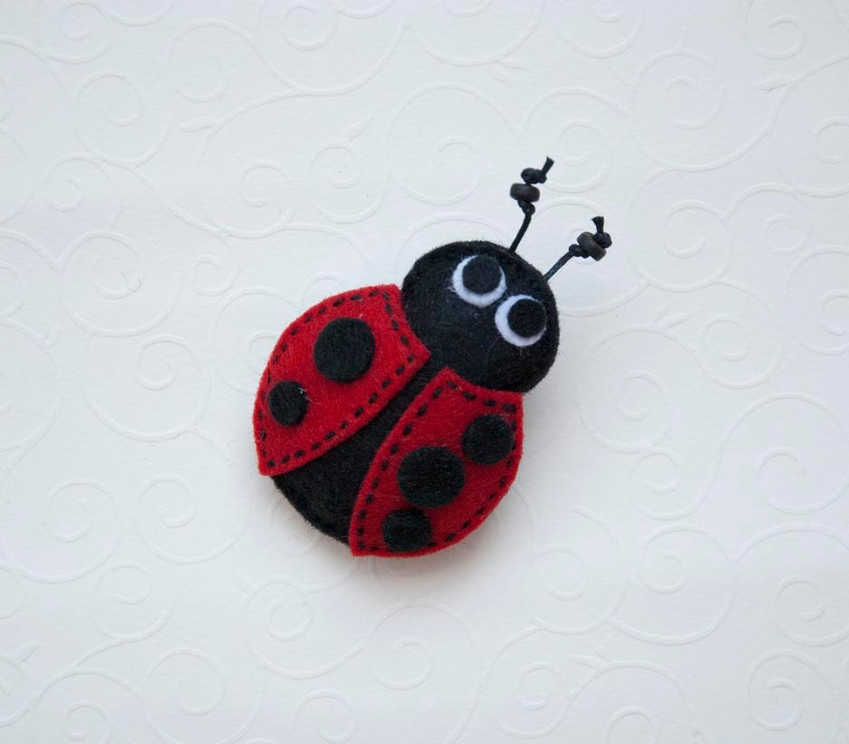 Ladybug felt brooch