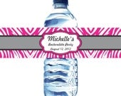 30 Pink Zebra Bachelorette Party Water Bottle Labels - Waterproof and self stick Il_170x135