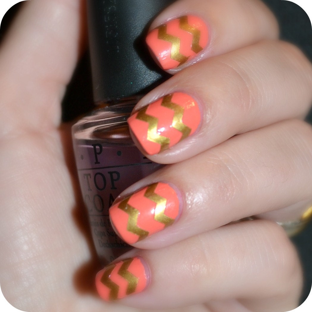 NAILED IT DECALS: 1 Sheet of 44 Skinny Chevron Nail Decals (You Pick the Color)