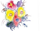 OOAK, Wall art, Flowers, Watercolors, Art, Original, Red, Yellow, pink Gift, 4X6, artteam, promo123, Handmadec,