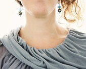 Paua Shell Earrings. Handmade Jewellery in blue, teal, emerald and purple, with Swarovski crystal