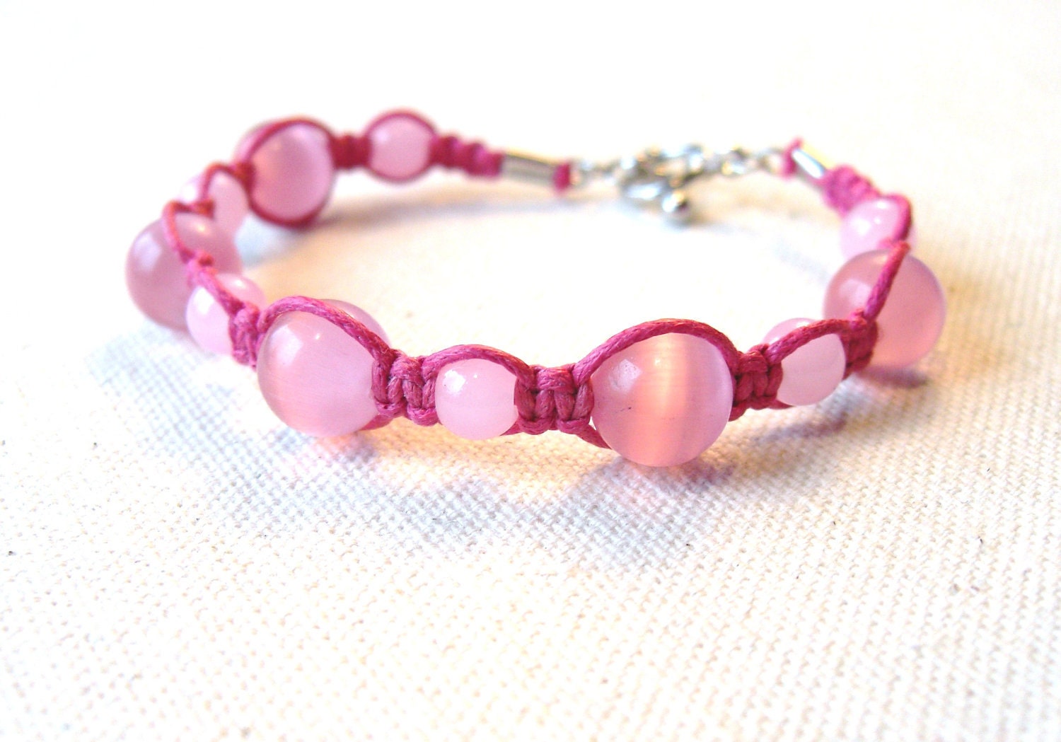 Beaded Macrame Bracelet in Pink