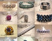 DIY Bundle of 15 PDF Tutorials: Right Angle Weave Bracelets, Pendants and Rings, Save 50% Instant Download