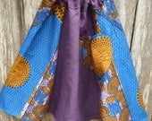 Purple Hemp/Tencel & African Print Skirt for Growing Girls