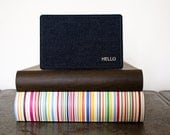 HELLO Denim Postcard - Handmade Greeting Cards from Salvaged Denim