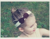 Crochet Headband with Crochet Bow Chocolate Brown and Ivory Size Infant Toddler Child Custom Colors