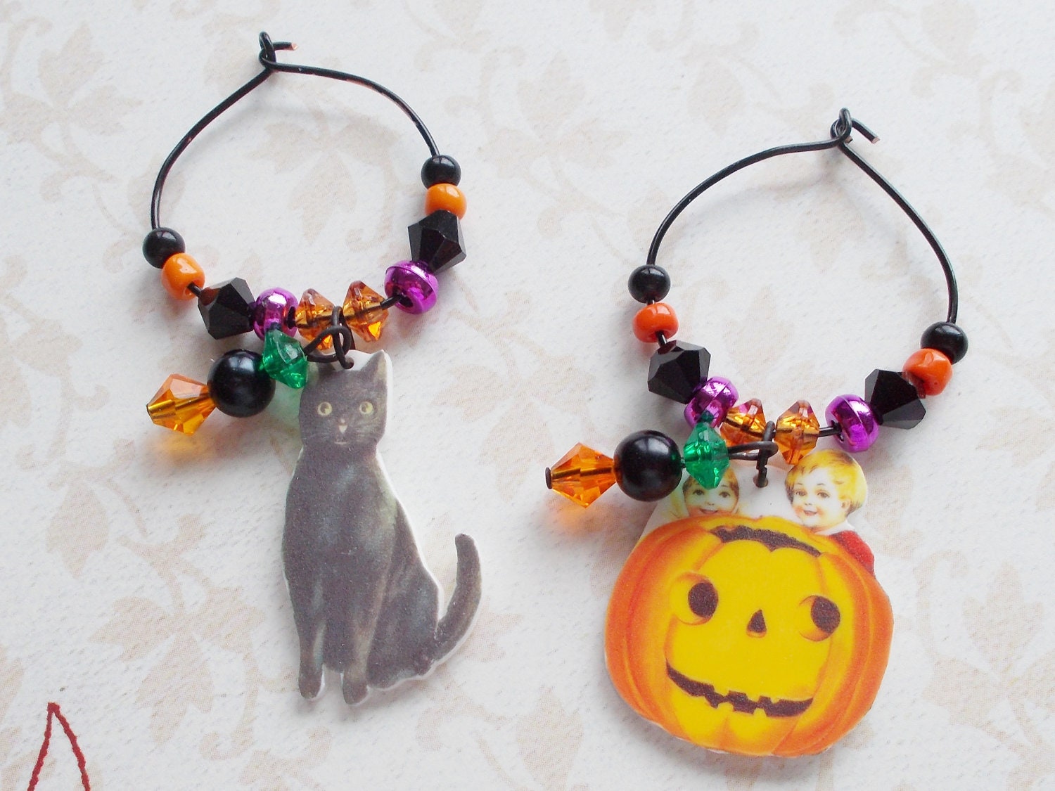 HALLOWEEN DRINK CHARMS Holiday Victorian Halloween Favors Halloween Party Table Decoration Set of 12