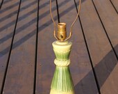 Vintage Side Table Lamp, Green Painted Porcelain Lamp Base