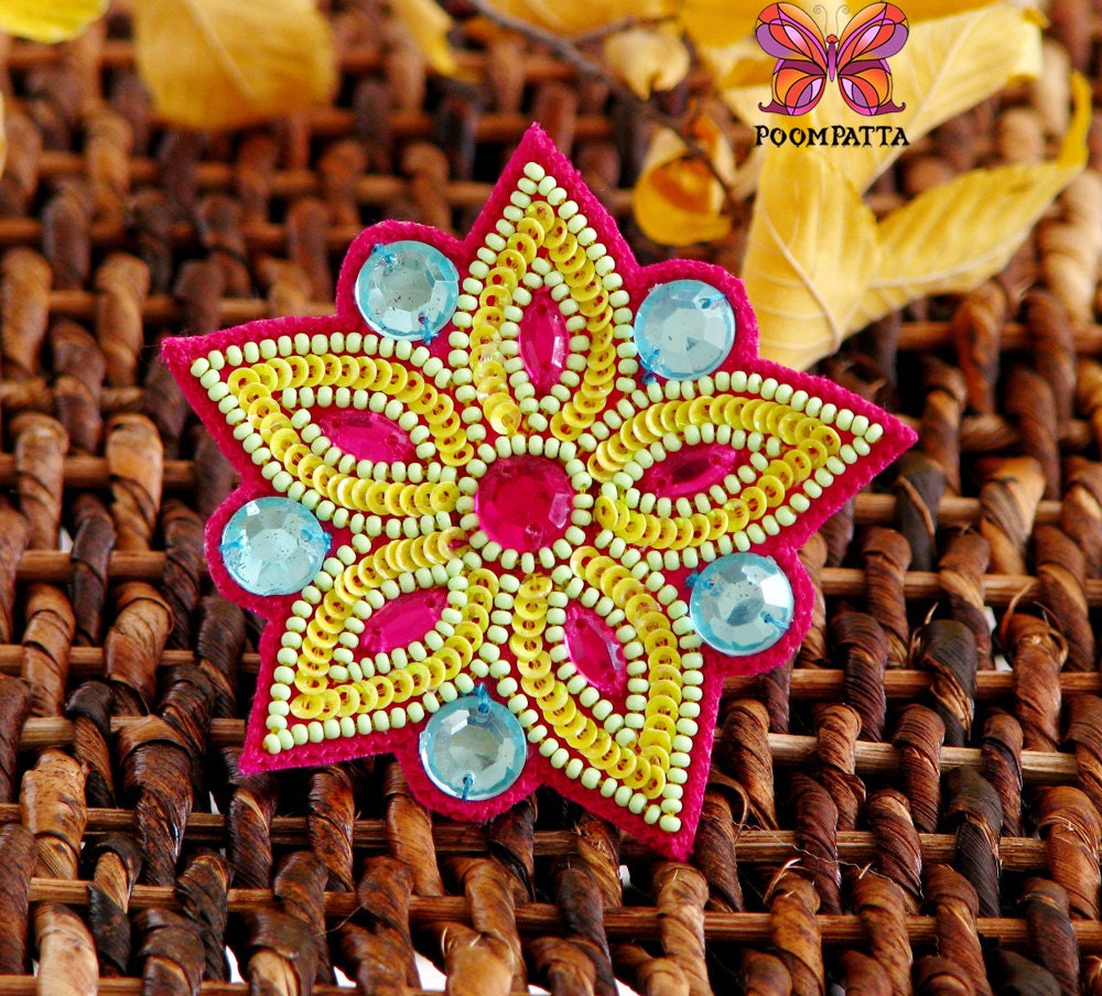 Ponytail holder- 'YELLOW FLOWER'- Beaded and sequined headpiece-holiday collection