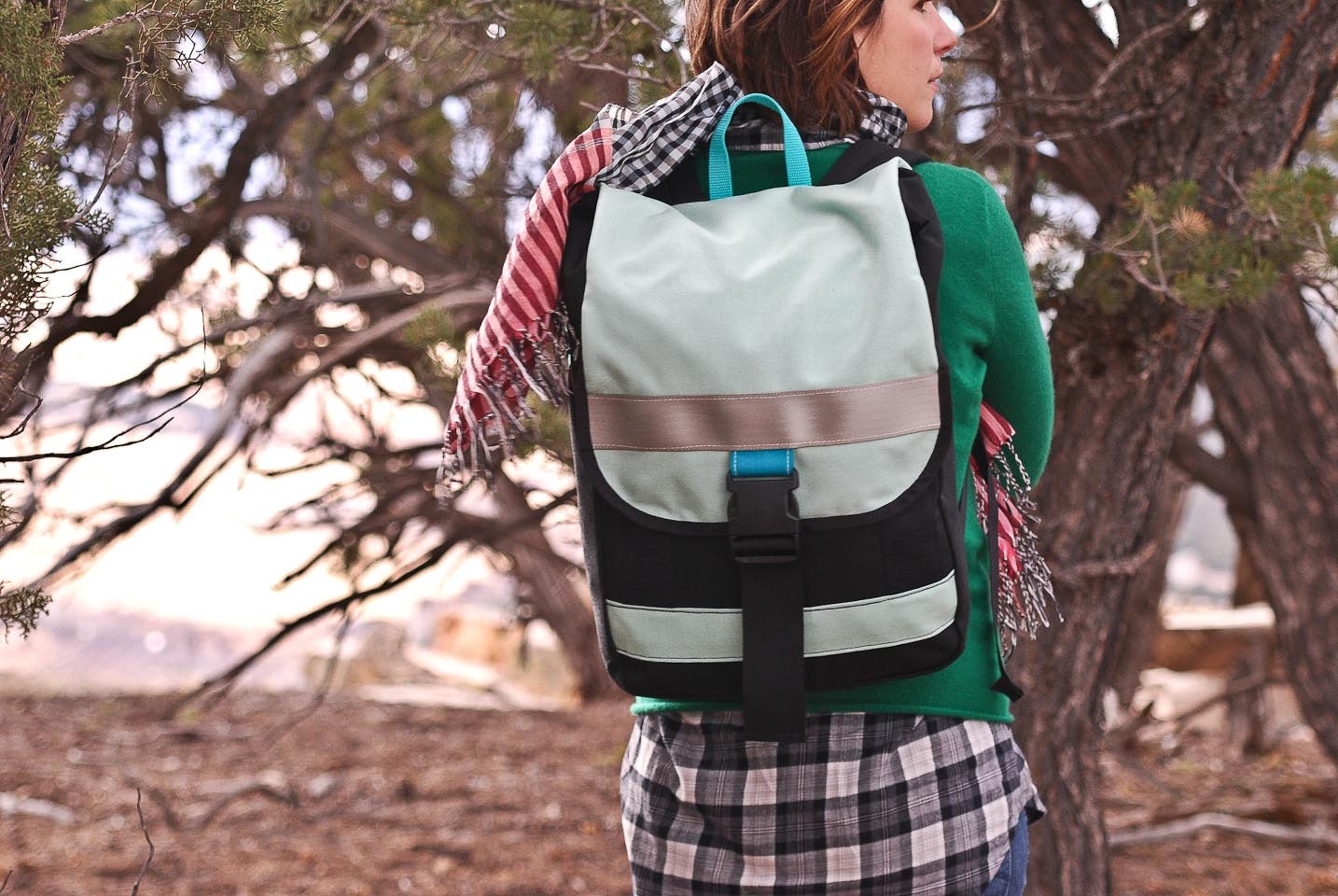 Featherlight Pack -- mint & black -- made to order.