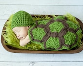 Turtle back crocheted photography prop with hat for newborns