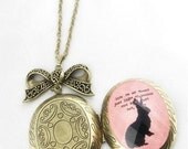 Vintage Style Rabbit bunny locket Necklace, Alice in Wonderland