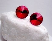 Wizard Of Oz Red Crystal Earrings - Swarovski Elements - Stud Post Backing