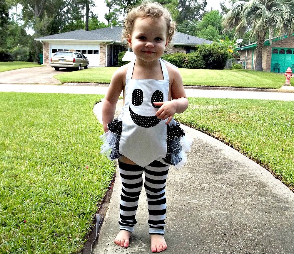 Baby Halloween Costume, Infant Girl Ghost Romper, Fall Tutu Ghost Toddler Halloween Costume, Custom Boutique Children Fall Clothing