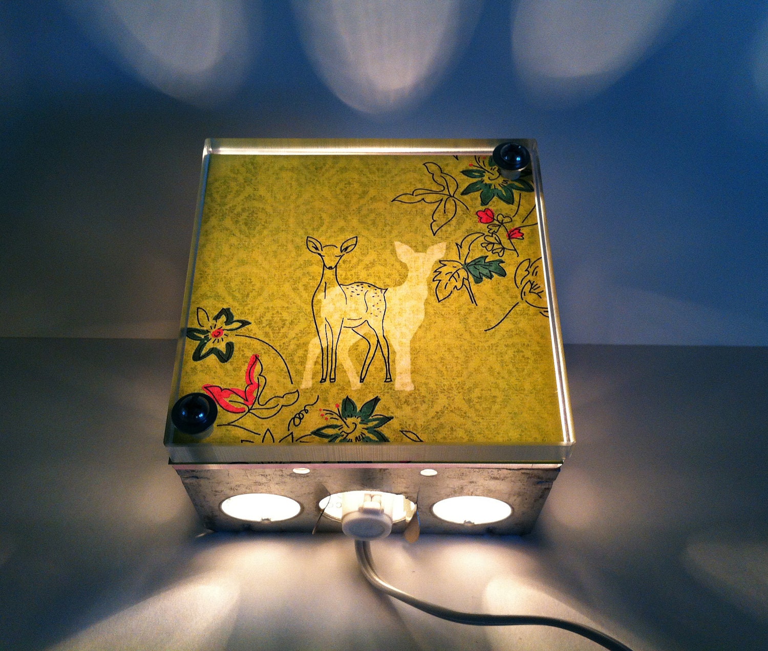 Forest Deer Repurposed Vintage Dictionary Print Design Night Light