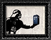 Darth Vader - The Tardis - Dr. Who Parody Geekery - Vintage Dictionary Print Vintage Book Print Page Art Upcycled Book Art