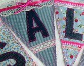 SHABBY CHIC NURSERY Baby Girl Banner, Bunting. Personalized Girls Nursery Decor. New Baby Gift, Christening, Baptism or Birthday Gift.