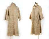 1960s overcoat / Ivory Overcoat / curly brushed wool white jacket / size medium