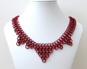 Red chainmail necklace, Euro 4 in 1 weave