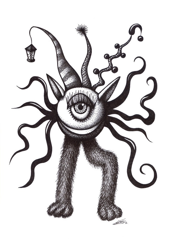 Ygrámul. Original ink drawing on high quality paper