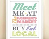 Colorful 'Meet Me at the Farmers Market' print poster