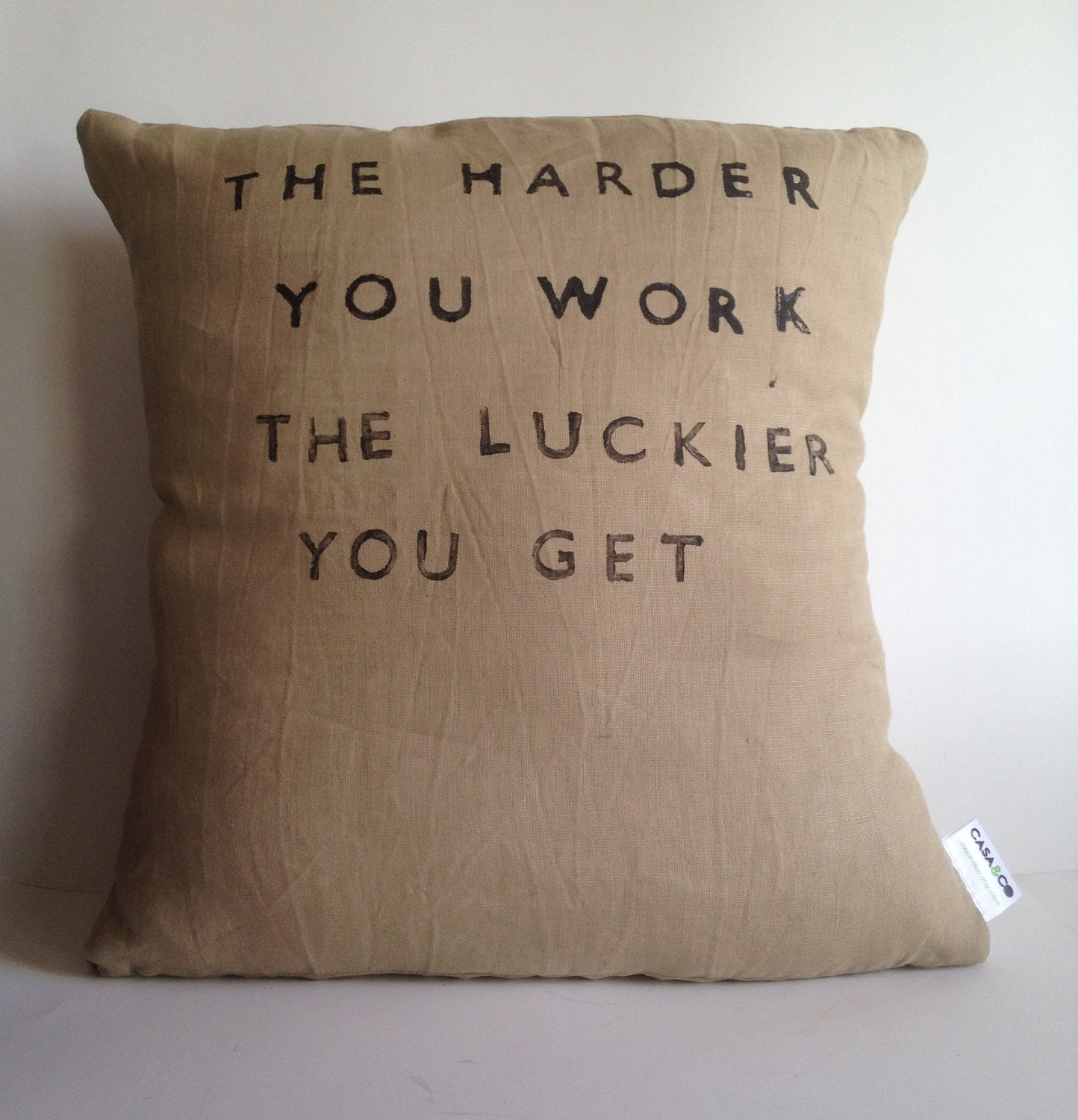 Decorative Throw Pillow - Inspirational Quote Natural Linen Pillow