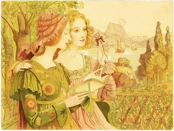 Art Nouveau Print by French Painter Armand Point called Golden Legend