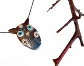 Owl Necklace - Pendant  - Sterling Silver - serpilguneysudesigns