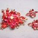 Vintage 1950s Rhinestones/  Brooch/ Earrings/ Demi Parure/ Pink / BEAU JEWELS