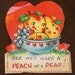 Hand Embroidered Towel Vintage Valentine Peach of a Pear Dish towel