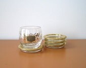 Vintage Gold Rimmed Coasters, Set of Four